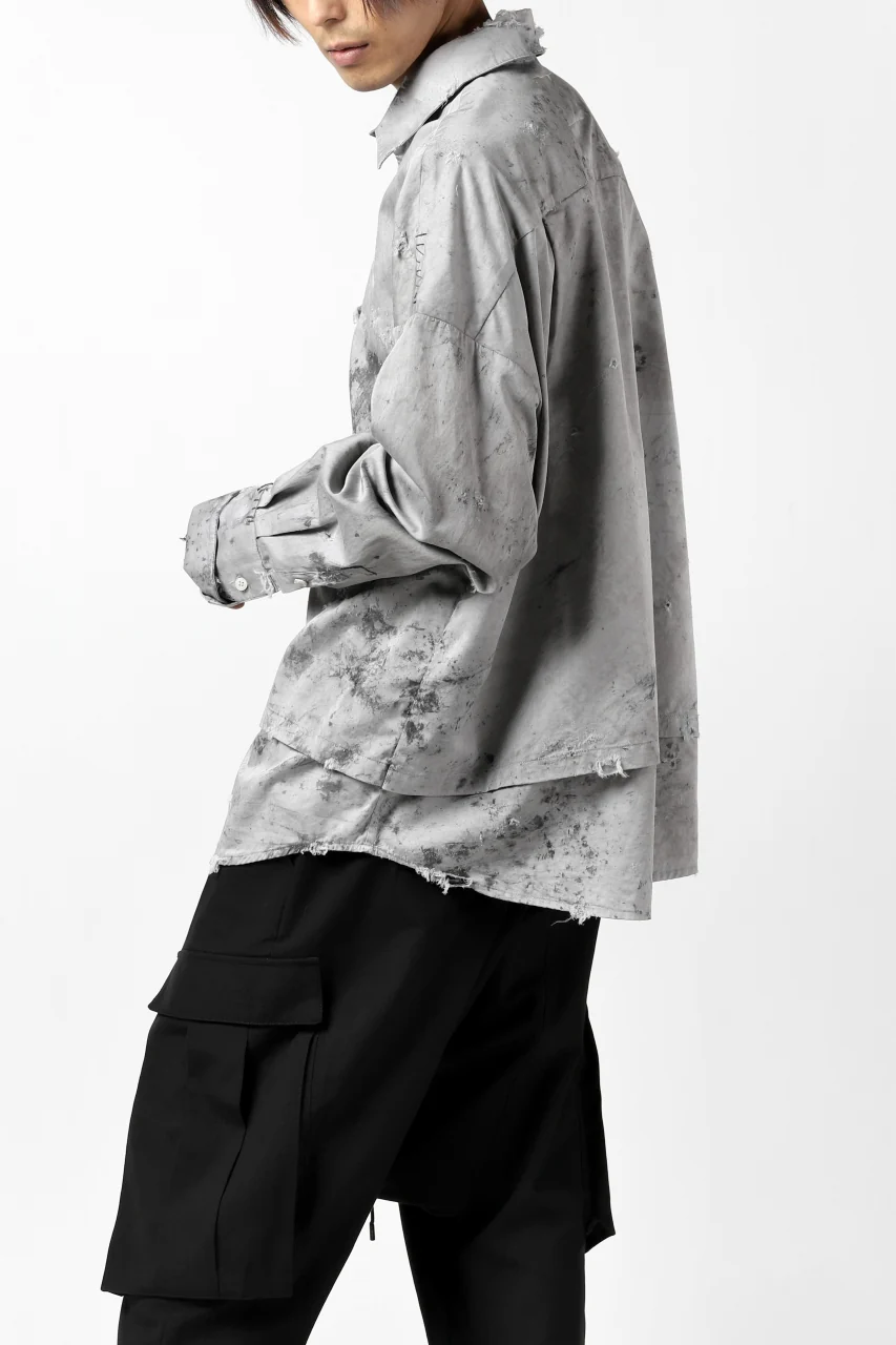 RESURRECTION x LOOM Re-production DYEING OVERFIT SHIRT (GRAY) - Image 19