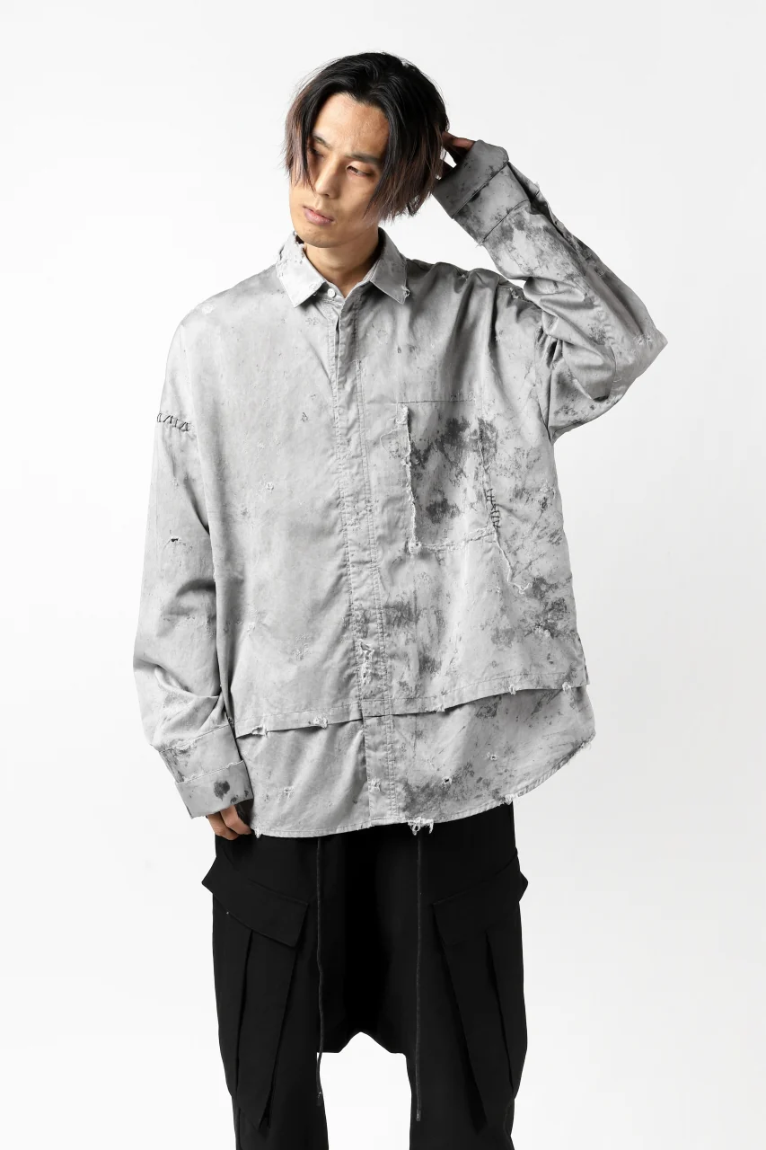 RESURRECTION x LOOM Re-production DYEING OVERFIT SHIRT (GRAY) - Image 25