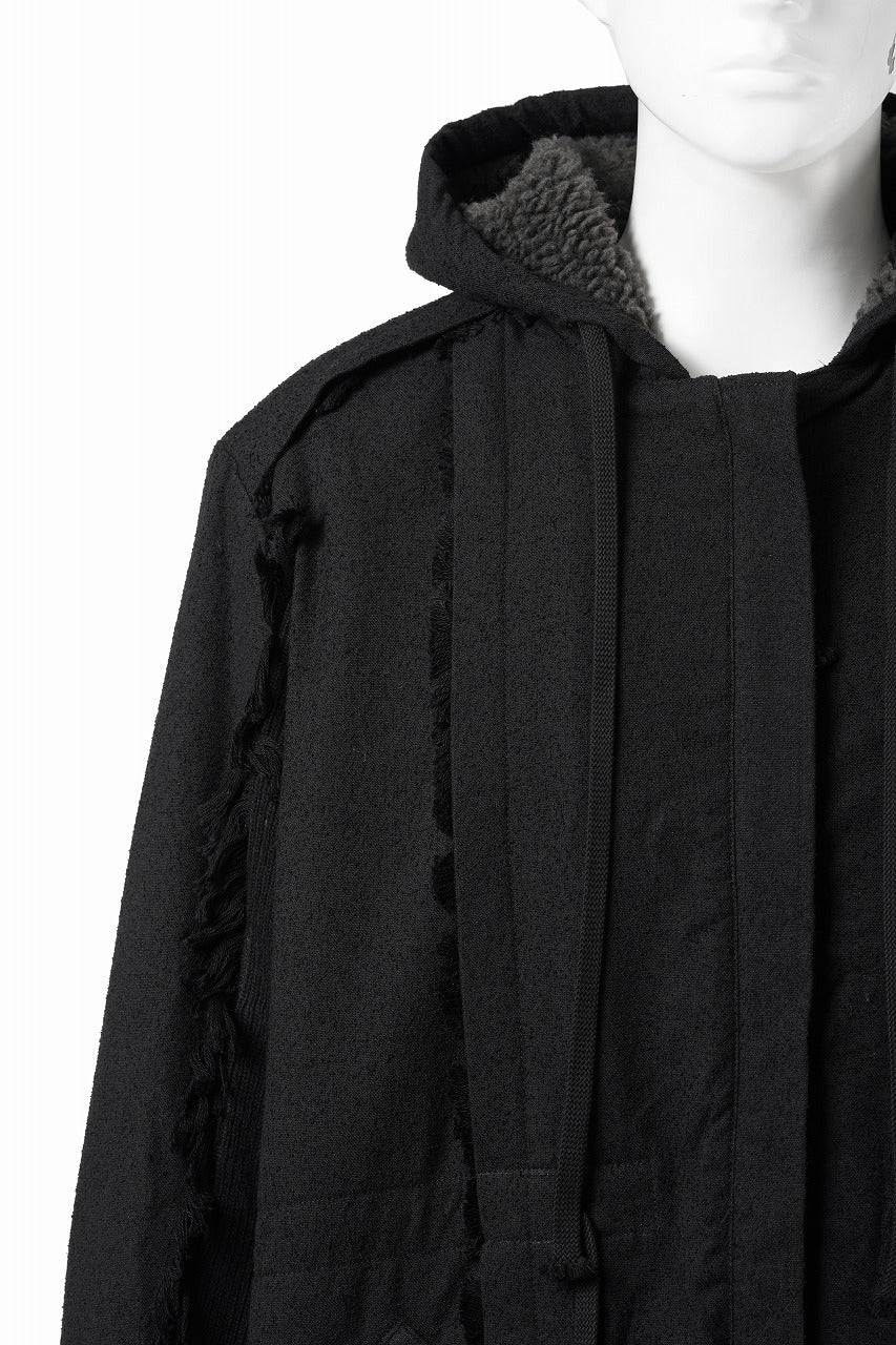 【SAMPLE SALE】A.F ARTEFACT BOA LINER HOODIE LONG COAT (BLACK) - Image 4