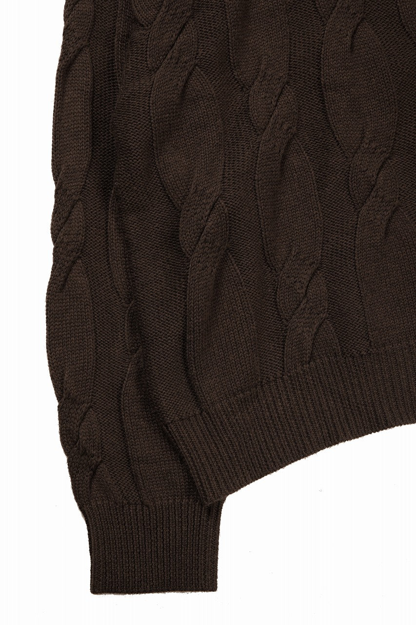 【SAMPLE SALE】A.F ARTEFACT CABLE KNIT HOODIE / OVER SIZED FIT (BROWN) - Image 4