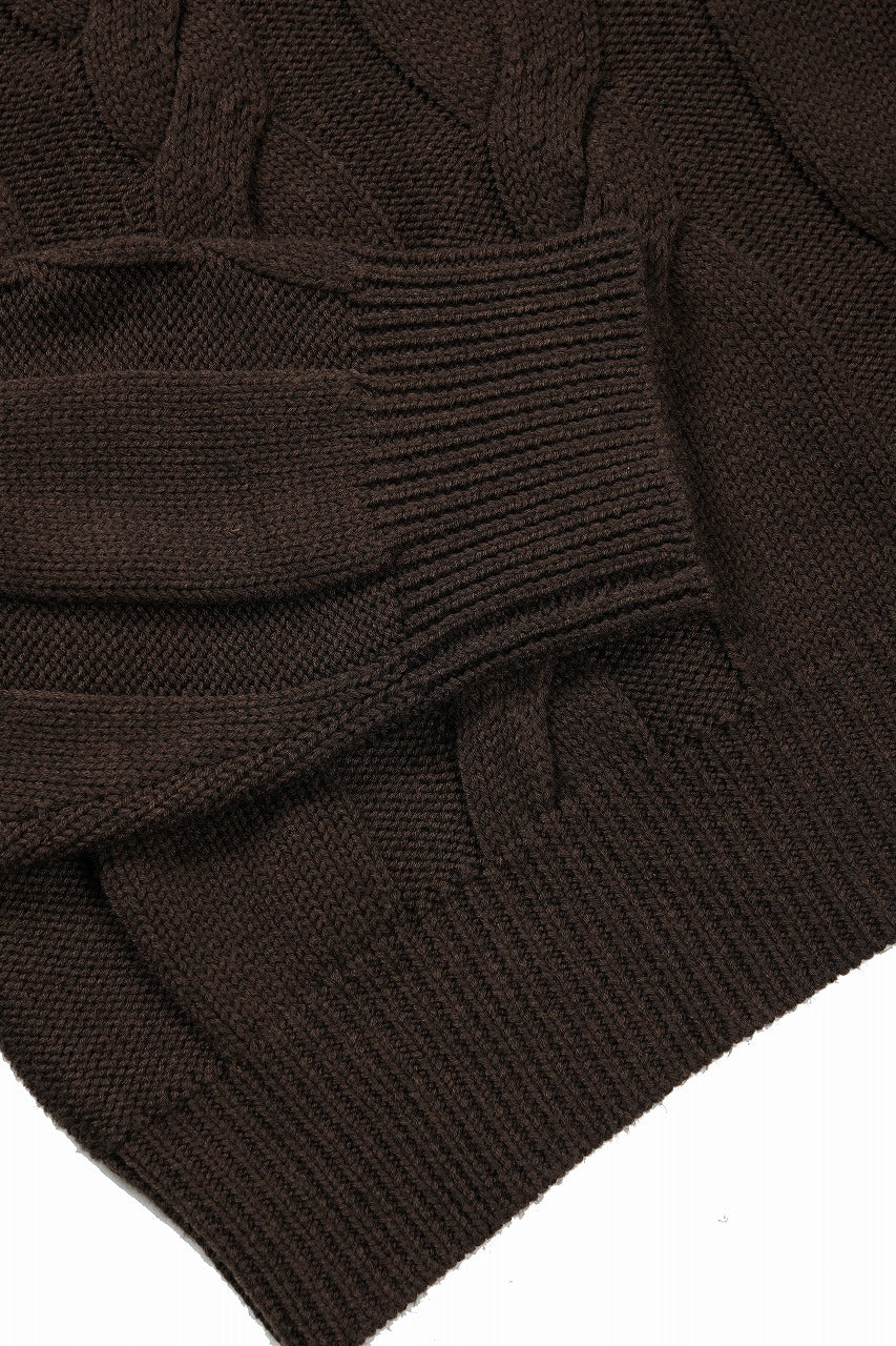 【SAMPLE SALE】A.F ARTEFACT CABLE KNIT HOODIE / OVER SIZED FIT (BROWN) - Image 5