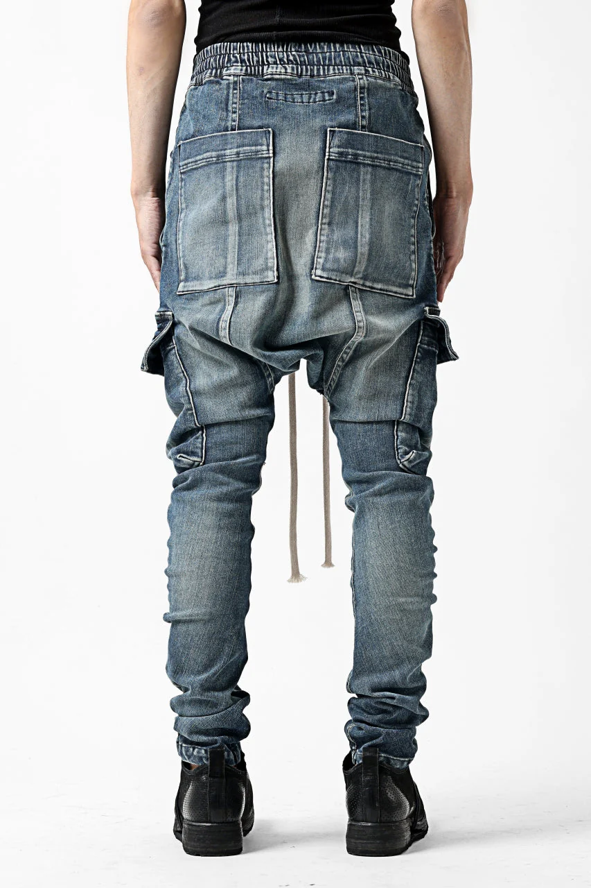 【SAMPLE SALE】A.F ARTEFACT CARGO SARROUEL SKINNY PANTS / FADED AGEING DENIM (INDIGO) - Image 10