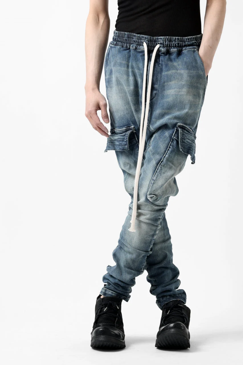 【SAMPLE SALE】A.F ARTEFACT CARGO SARROUEL SKINNY PANTS / FADED AGEING DENIM (INDIGO) - Image 11