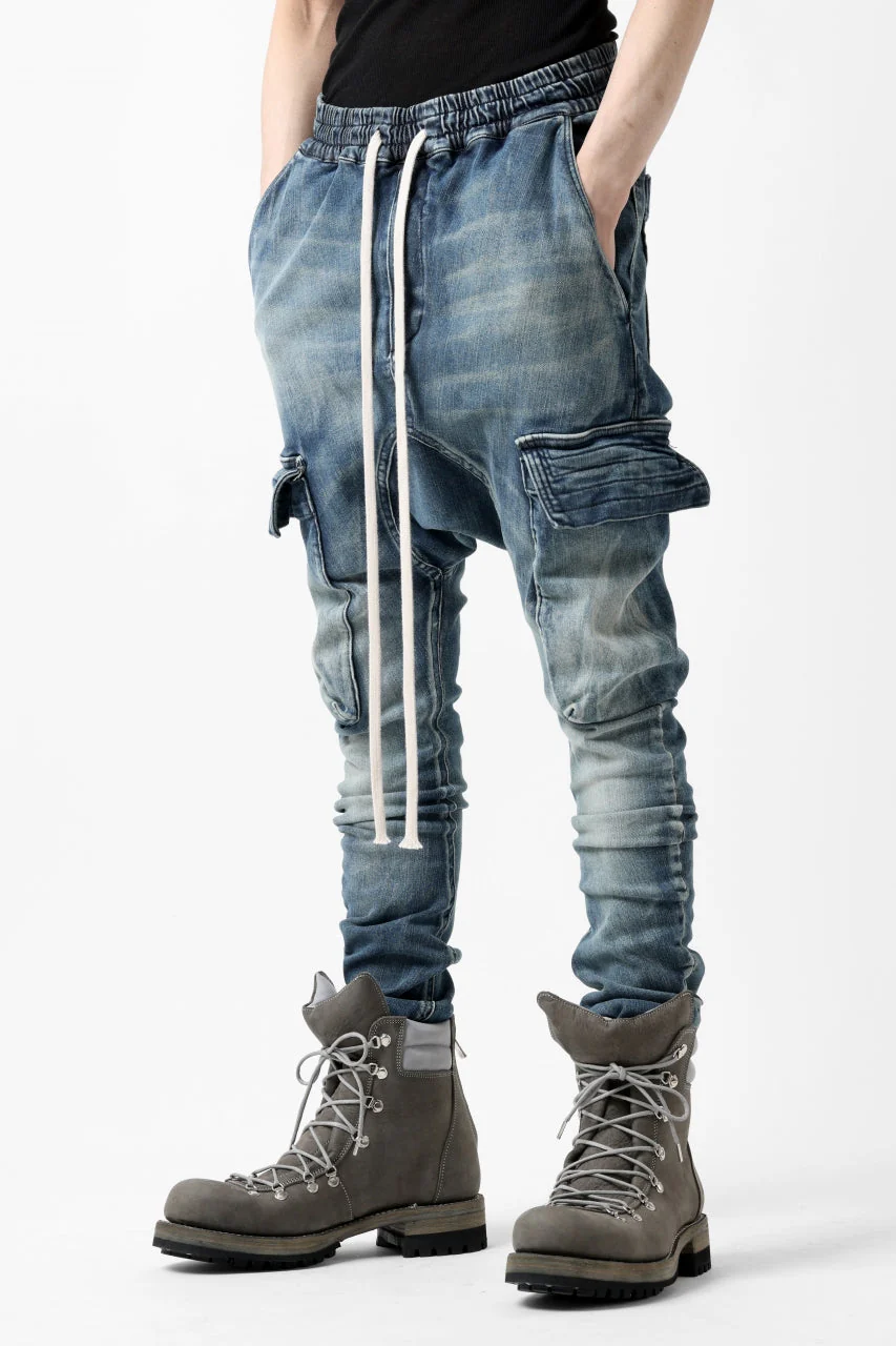 【SAMPLE SALE】A.F ARTEFACT CARGO SARROUEL SKINNY PANTS / FADED AGEING DENIM (INDIGO) - Image 13