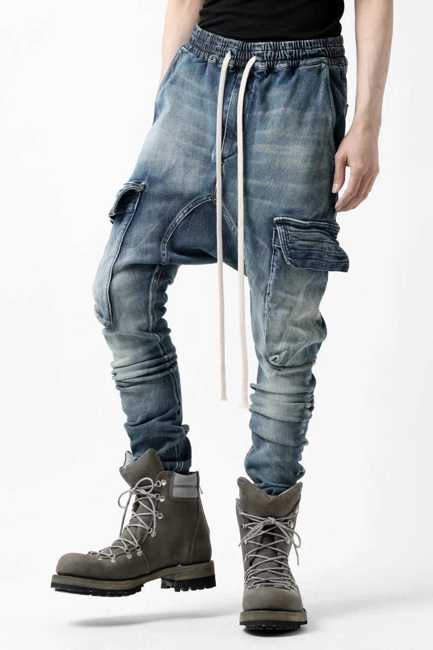 【SAMPLE SALE】A.F ARTEFACT CARGO SARROUEL SKINNY PANTS / FADED AGEING DENIM (INDIGO) - Image 14