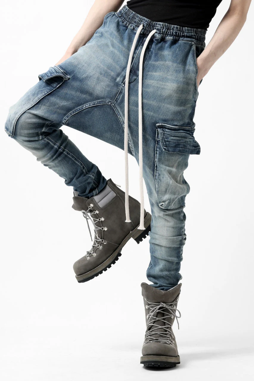 【SAMPLE SALE】A.F ARTEFACT CARGO SARROUEL SKINNY PANTS / FADED AGEING DENIM (INDIGO) - Image 15