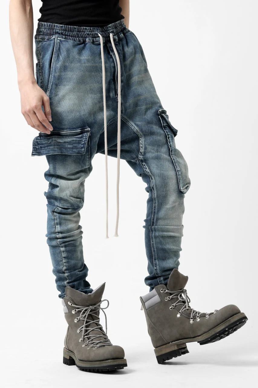 【SAMPLE SALE】A.F ARTEFACT CARGO SARROUEL SKINNY PANTS / FADED AGEING DENIM (INDIGO) - Image 16