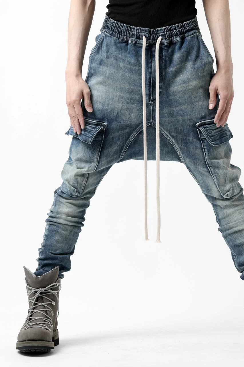【SAMPLE SALE】A.F ARTEFACT CARGO SARROUEL SKINNY PANTS / FADED AGEING DENIM (INDIGO) - Image 7
