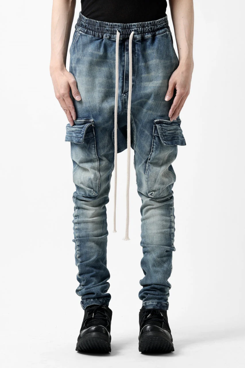 【SAMPLE SALE】A.F ARTEFACT CARGO SARROUEL SKINNY PANTS / FADED AGEING DENIM (INDIGO) - Image 8