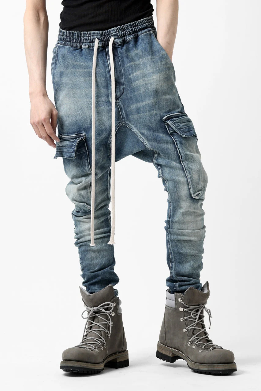 【SAMPLE SALE】A.F ARTEFACT CARGO SARROUEL SKINNY PANTS / FADED AGEING DENIM (INDIGO) - Image 9
