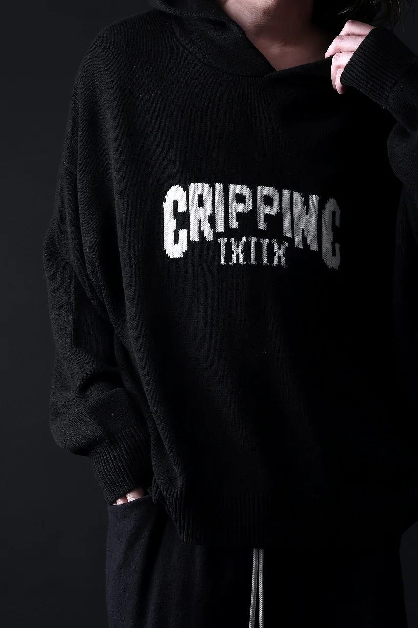 【SAMPLE SALE】A.F ARTEFACT CRIPPING KNIT HOODIE / OVER SIZED FIT (BLACK x IVORY) - Image 6