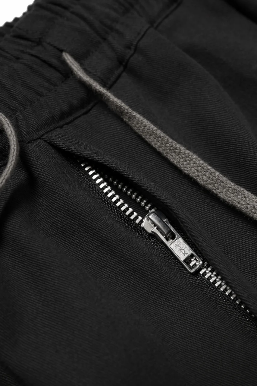 A.F ARTEFACT CROSS BELTED-LEG PANTS / COTTON LINEN TWILL (BLACK) - Image 4
