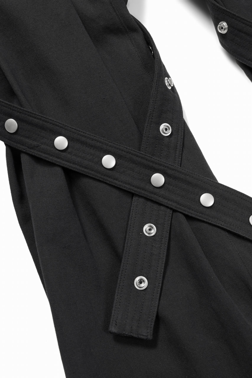 A.F ARTEFACT CROSS BELTED-LEG PANTS / COTTON LINEN TWILL (BLACK) - Image 6
