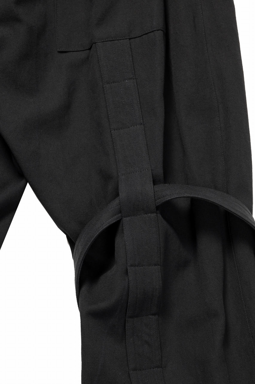 A.F ARTEFACT CROSS BELTED-LEG PANTS / COTTON LINEN TWILL (BLACK) - Image 7