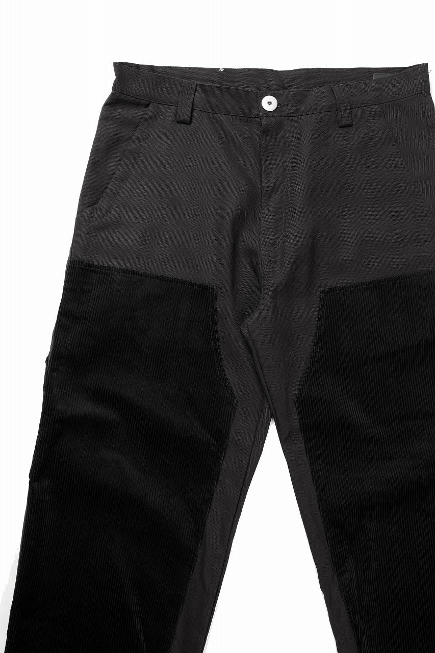 【SAMPLE SALE】A.F ARTEFACT DOUBLE KNEE PAINTER PANTS / COMBI FABRICS (BLACK) - Image 3