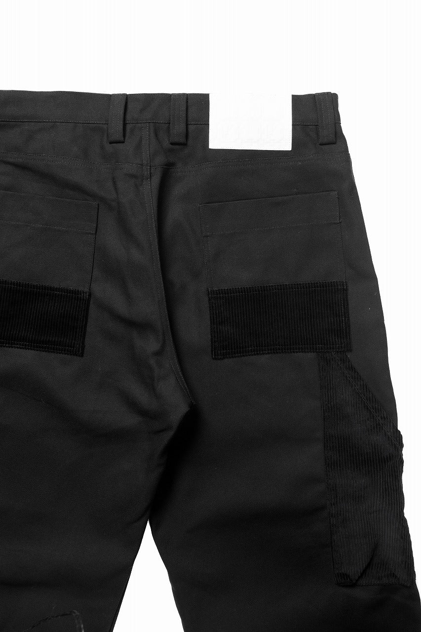 【SAMPLE SALE】A.F ARTEFACT DOUBLE KNEE PAINTER PANTS / COMBI FABRICS (BLACK) - Image 5