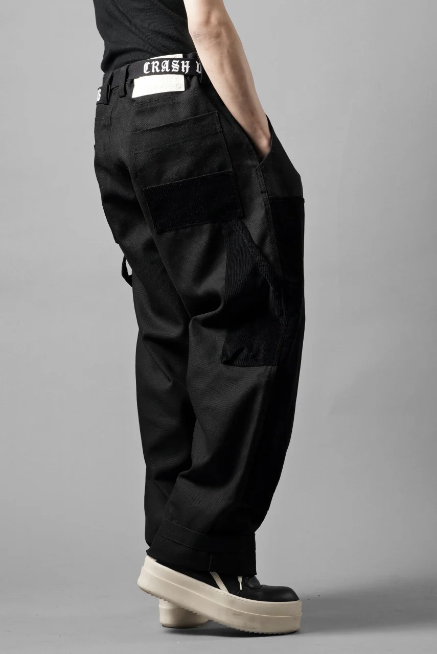 【SAMPLE SALE】A.F ARTEFACT DOUBLE KNEE PAINTER PANTS / COMBI FABRICS (BLACK) - Image 7