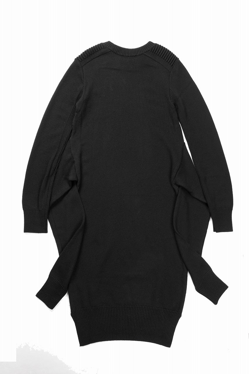 【SAMPLE SALE】A.F ARTEFACT KNIT LONG ONE PIECE with WAIST TIE SLEEVE  / SOFT WOOL (BLACK) - Image 3
