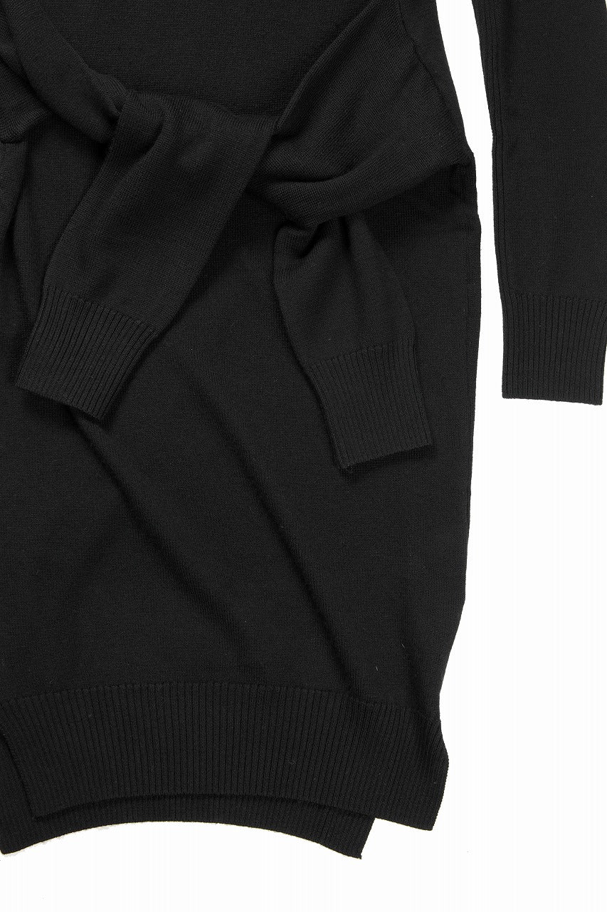【SAMPLE SALE】A.F ARTEFACT KNIT LONG ONE PIECE with WAIST TIE SLEEVE  / SOFT WOOL (BLACK) - Image 7