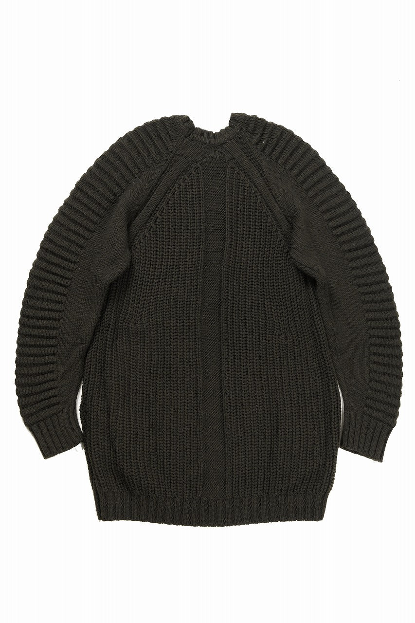【SAMPLE SALE】A.F ARTEFACT LOWGAUGE CABLE KNIT PULLOVER LADDER-SLEEVE (KHAKI) - Image 7