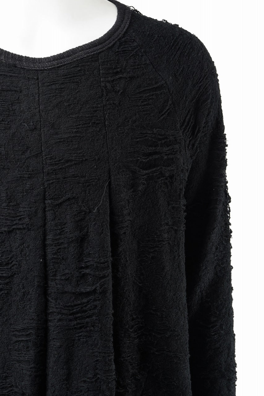 【SAMPLE SALE】A.F ARTEFACT OVER SIZED PLEATS ONE PIECE / DAMAGE PILE & PLATING KNIT JERSEY (BLACK) - Image 4