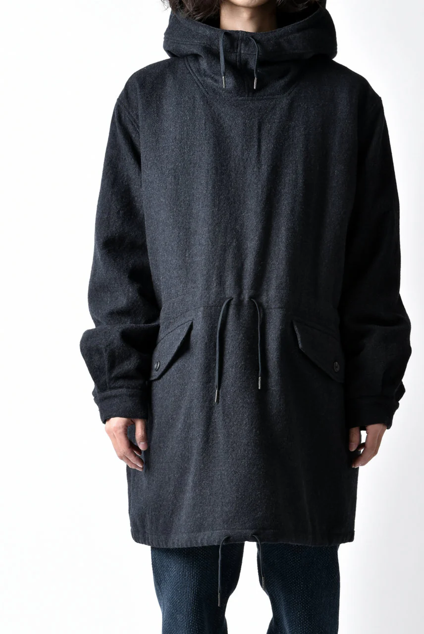 sus-sous anorak middle coat / sharkskin wool (DEEP NAVY) - Image 8