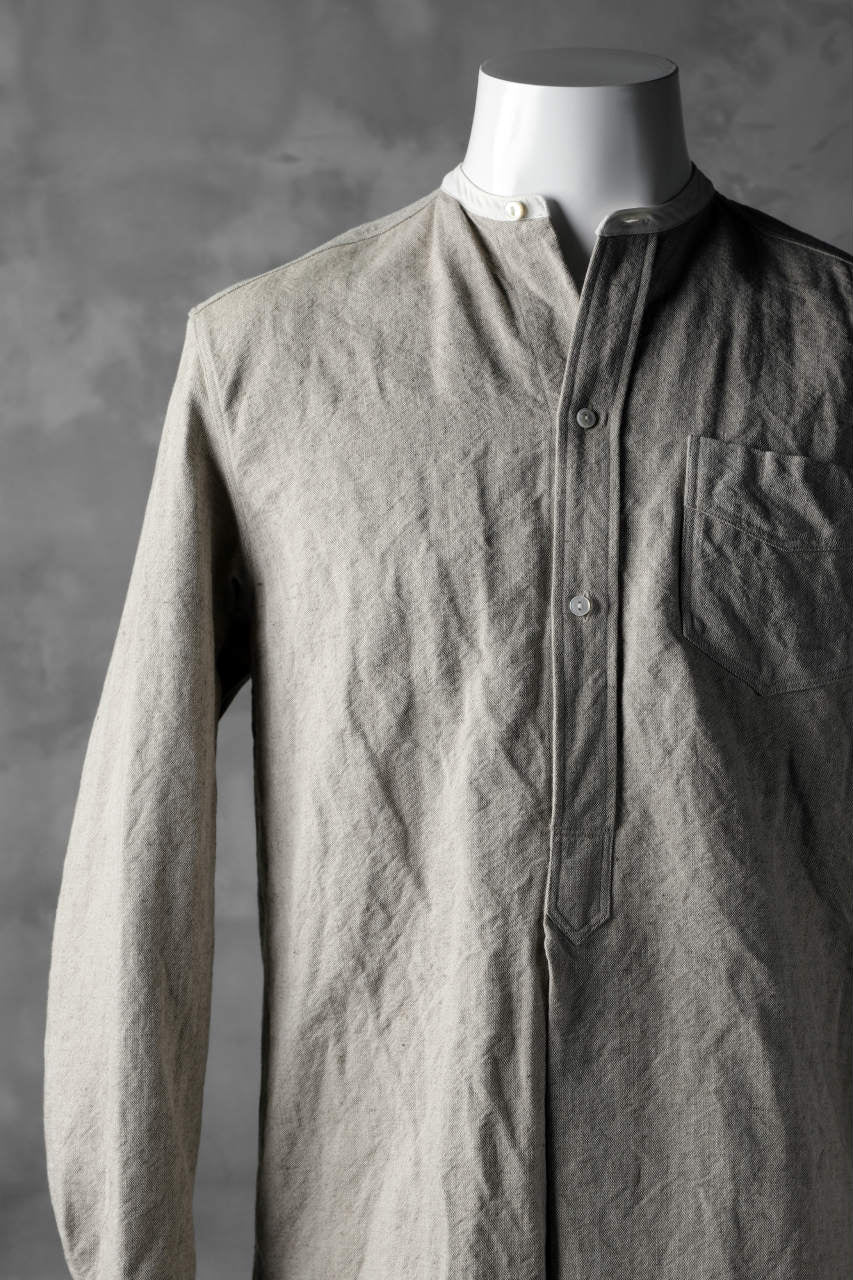 sus-sous band collar shirt / C44L56 High density poplin (SAND BEIGE) - Image 4