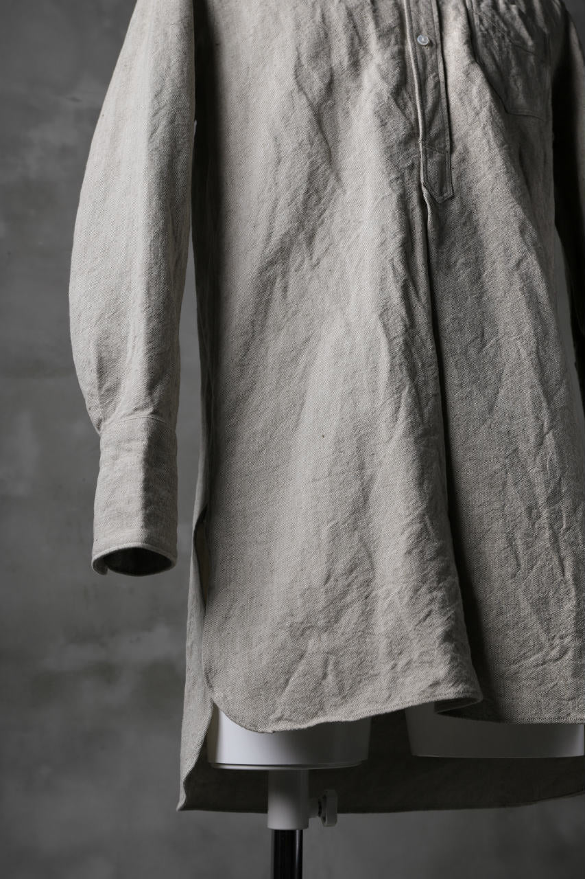 sus-sous band collar shirt / C44L56 High density poplin (SAND BEIGE) - Image 6