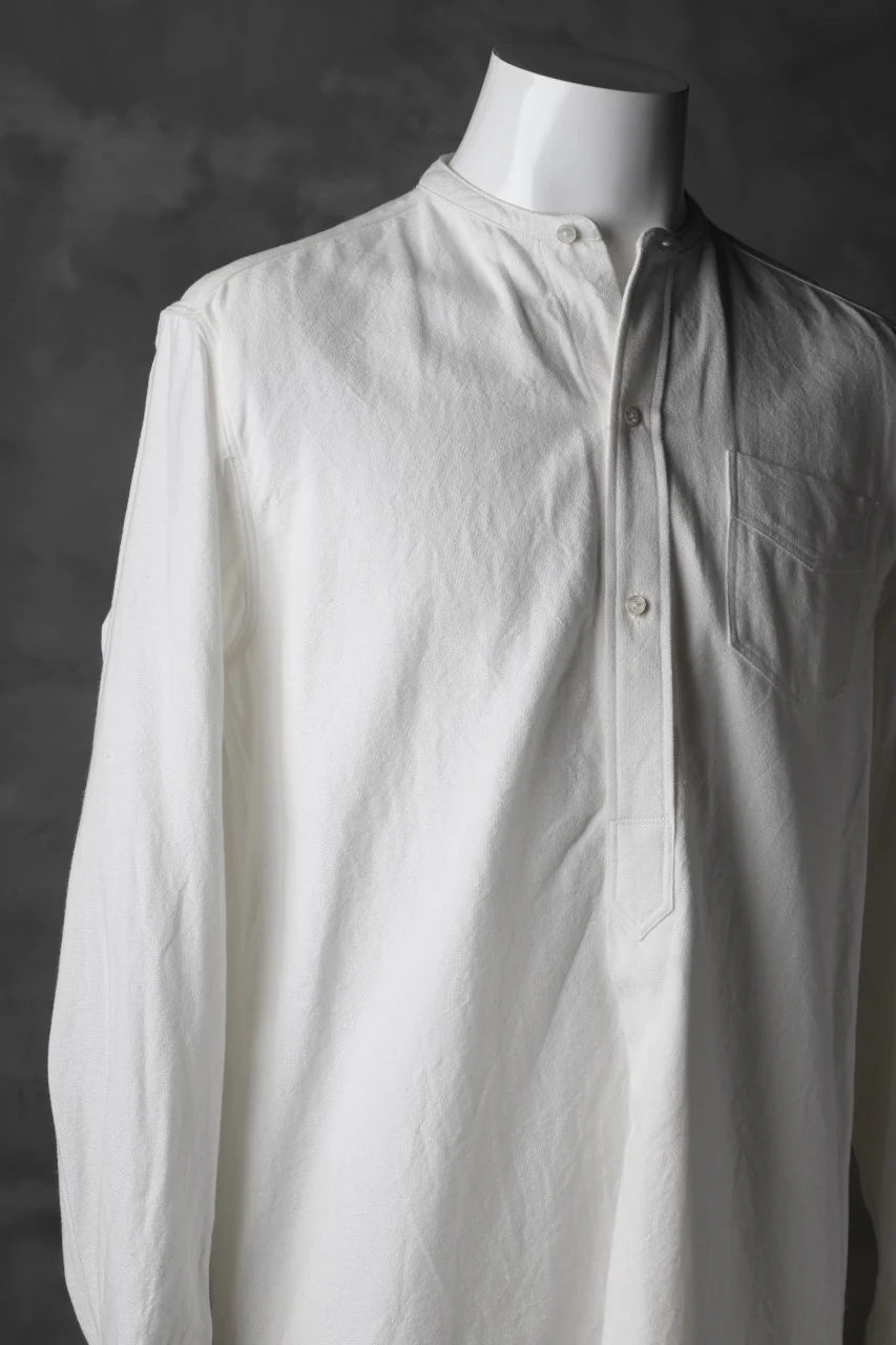 sus-sous band collar shirt #HOKKOH / C100 3/2 OX (WHITE) - Image 11