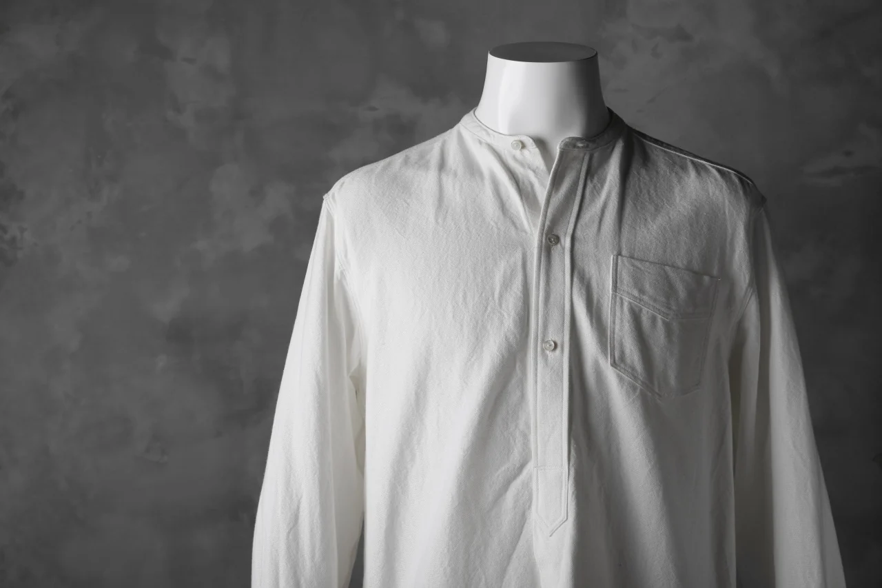 sus-sous band collar shirt #HOKKOH / C100 3/2 OX (WHITE) - Image 21