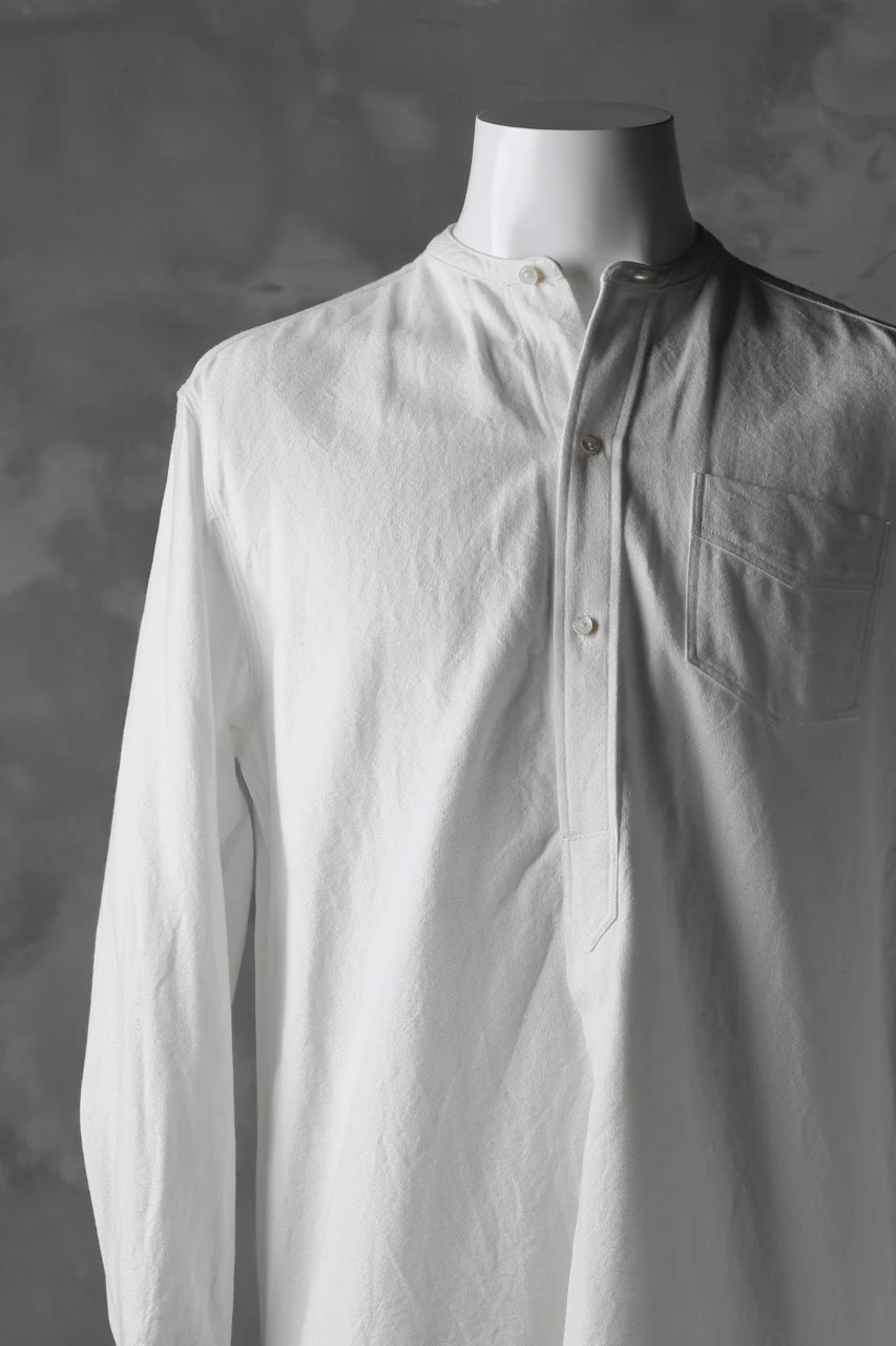 sus-sous band collar shirt #HOKKOH / C100 3/2 OX (WHITE) - Image 9