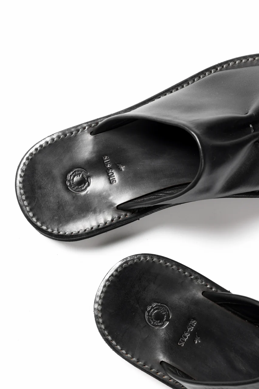 sus-sous basting sandals / Smooth Cow Leather (BLACK) - Image 10