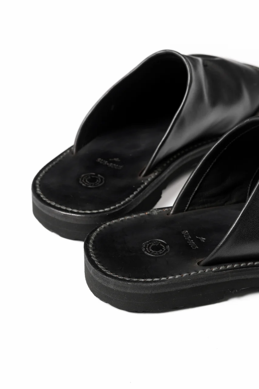 sus-sous basting sandals / Smooth Cow Leather (BLACK) - Image 11