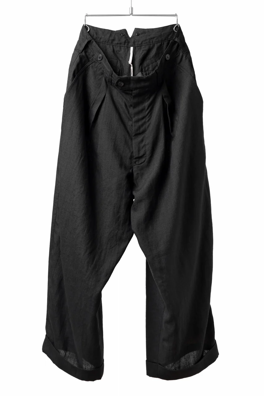 sus-sous cinematic trousers / 1/4 linen sheeting (BLACK)