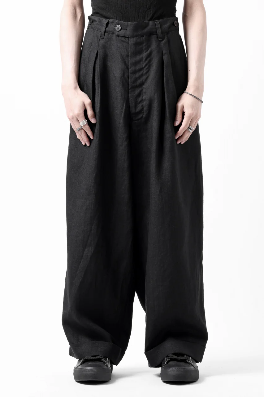 sus-sous cinematic trousers / 1/4 linen sheeting (BLACK) - Image 2
