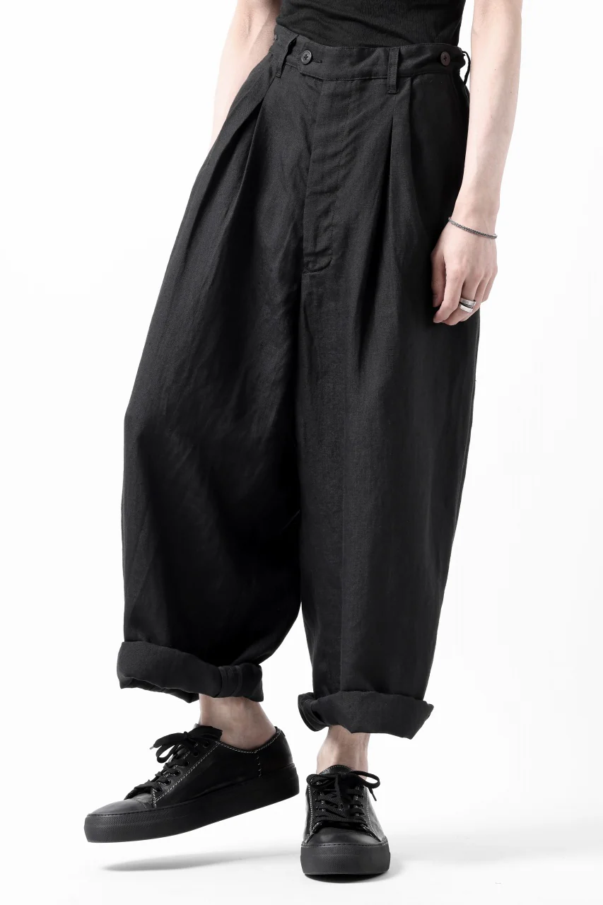 sus-sous cinematic trousers / 1/4 linen sheeting (BLACK) - Image 3