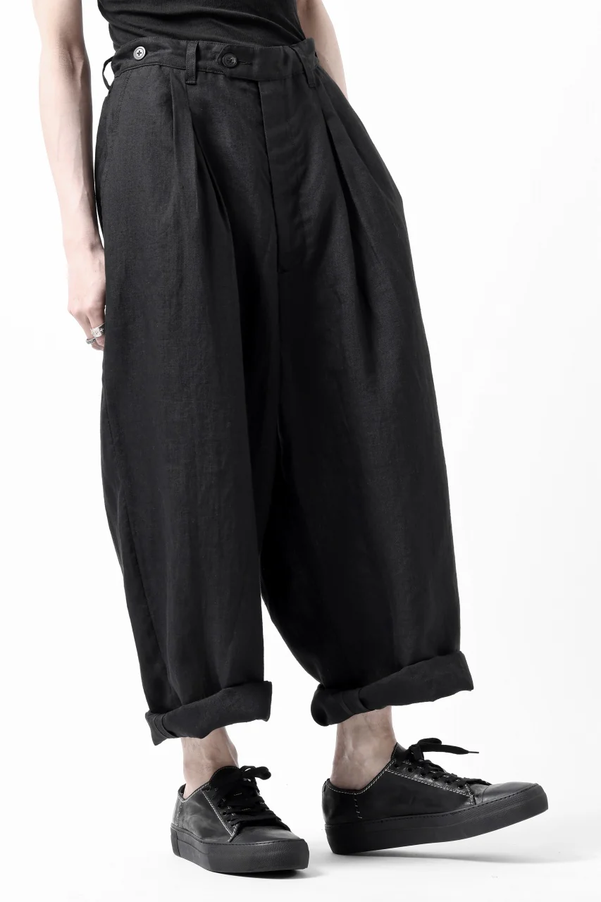 sus-sous cinematic trousers / 1/4 linen sheeting (BLACK) - Image 30
