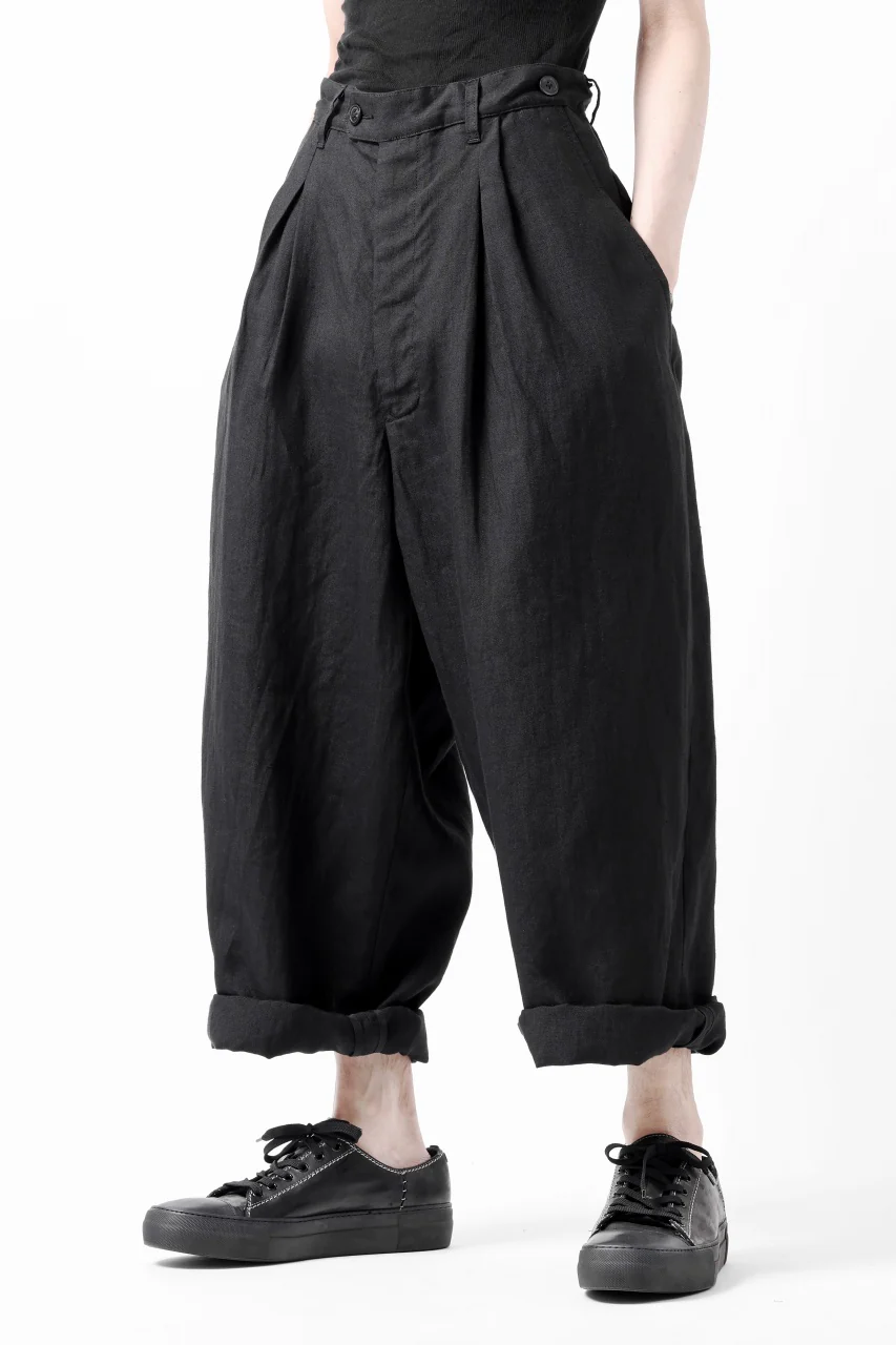 sus-sous cinematic trousers / 1/4 linen sheeting (BLACK) - Image 4
