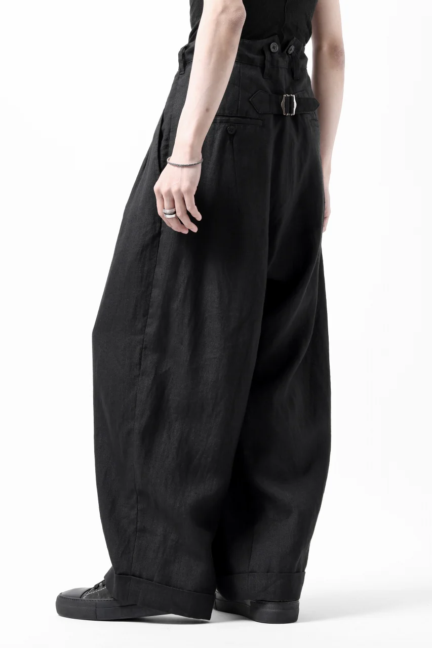 sus-sous cinematic trousers / 1/4 linen sheeting (BLACK) - Image 6