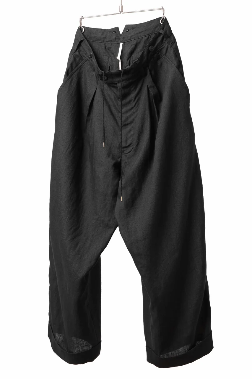 sus-sous cinematic trousers / 1/4 linen sheeting (BLACK) - Image 8