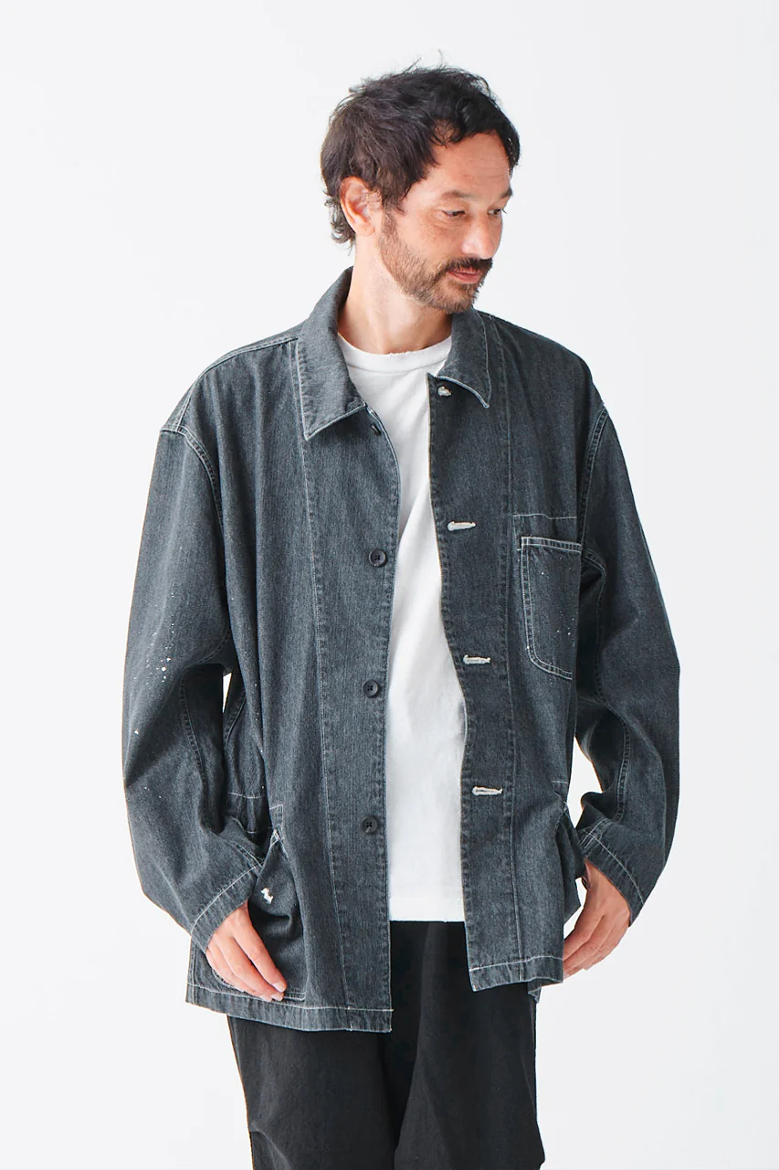 sus-sous cover-all / 10oz DENIM (BLACK) - Image 14