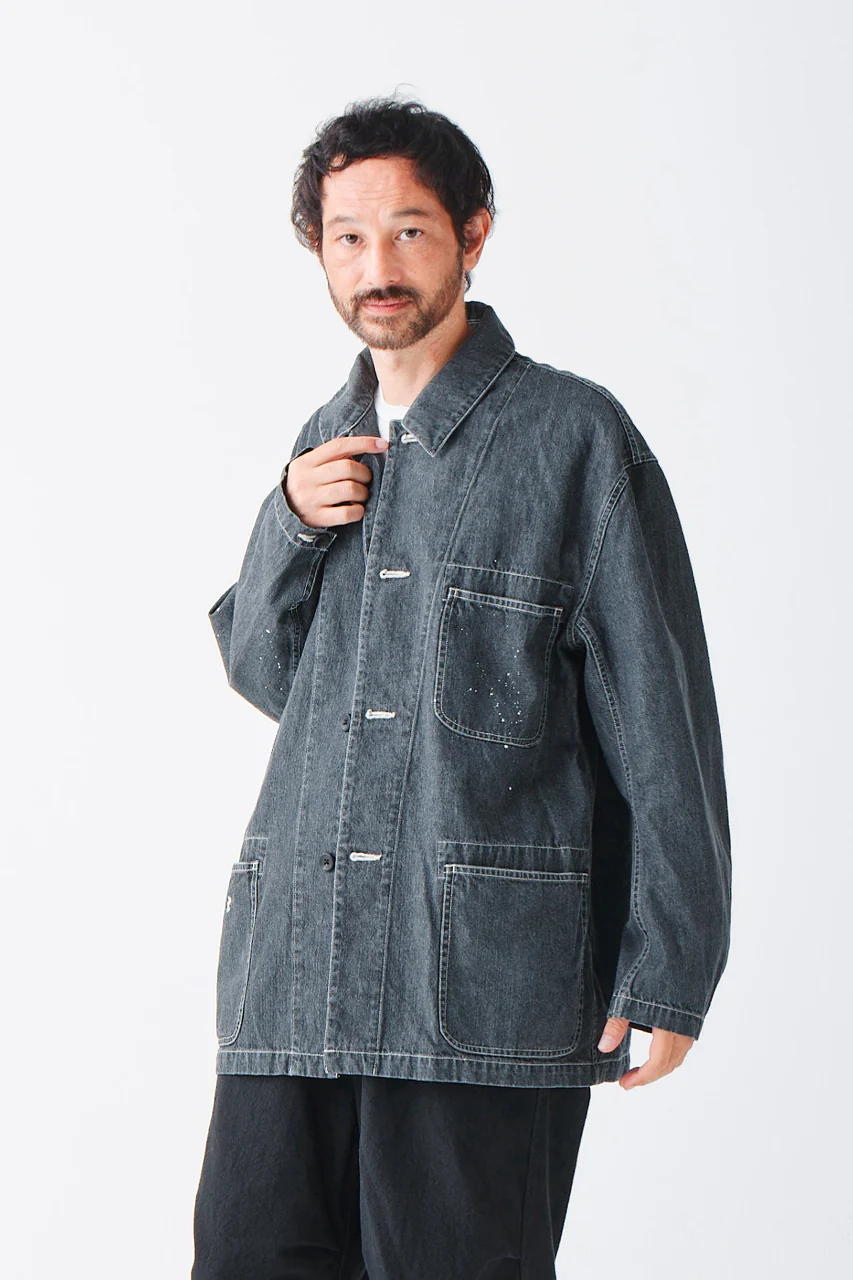 sus-sous cover-all / 10oz DENIM (BLACK) - Image 15