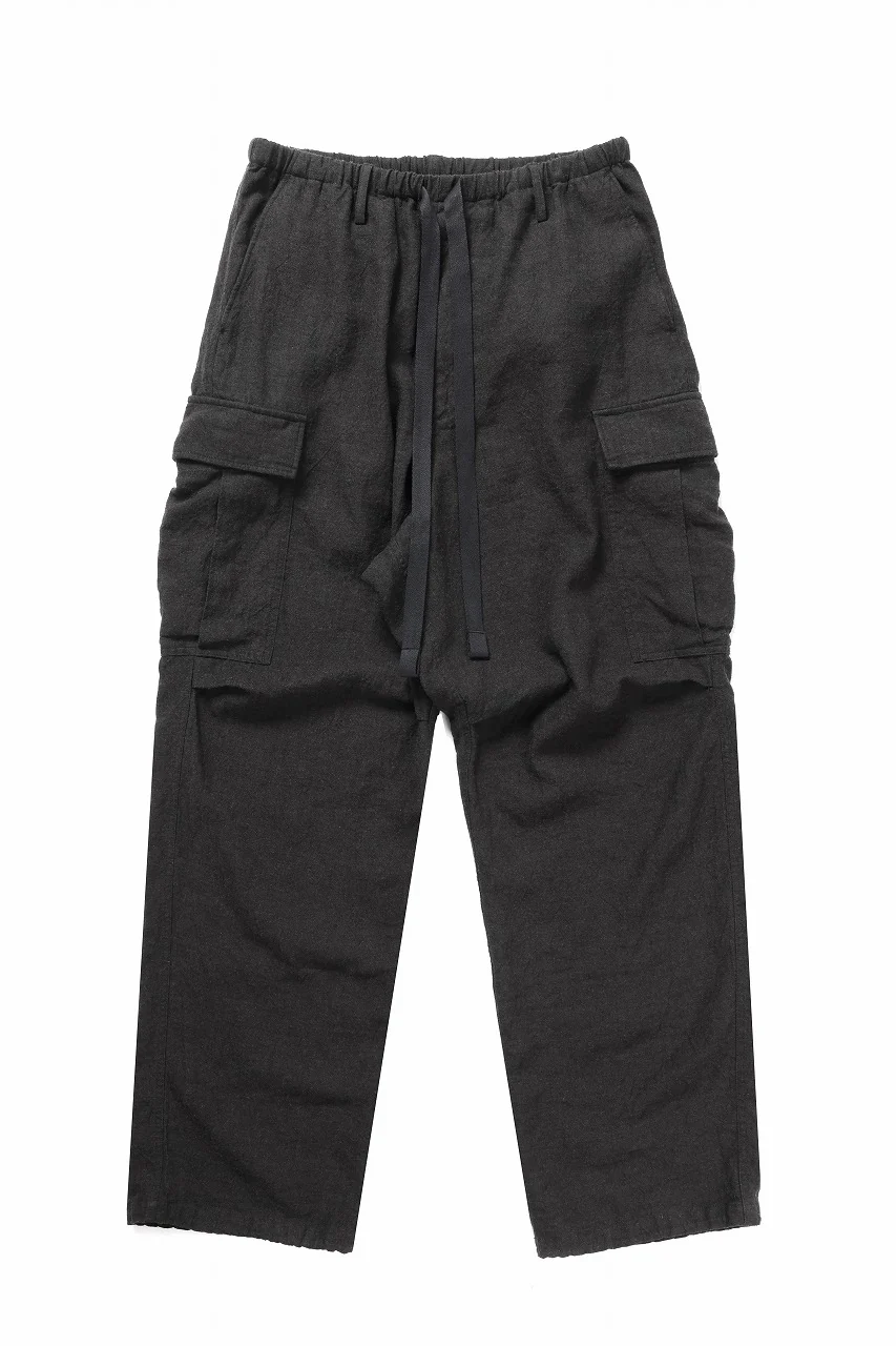 sus-sous exclusive military cargo pants / natural linen & wool (LIGHT BLACK)