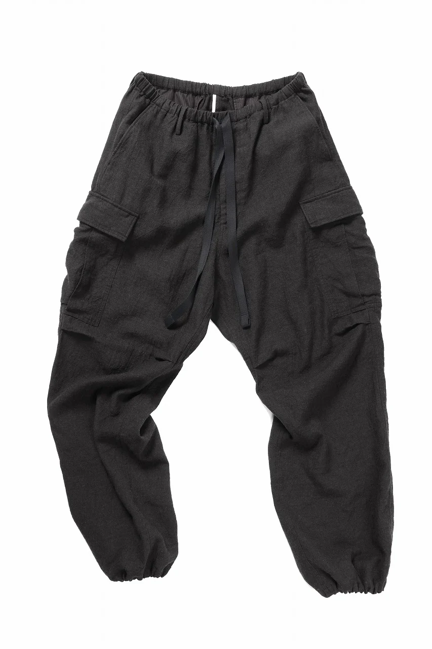 sus-sous exclusive military cargo pants / natural linen & wool (LIGHT BLACK) - Image 4