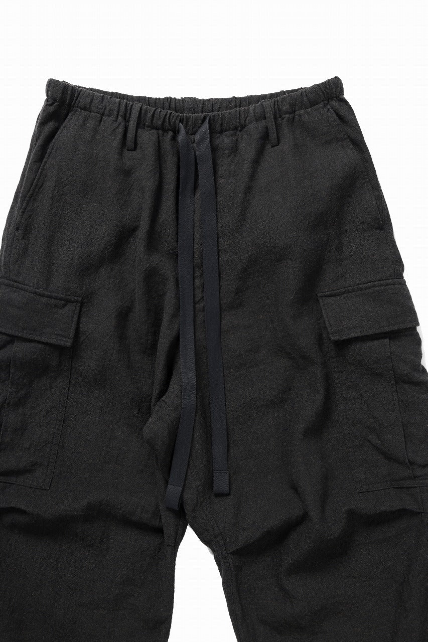 sus-sous exclusive military cargo pants / natural linen & wool (LIGHT BLACK) - Image 5