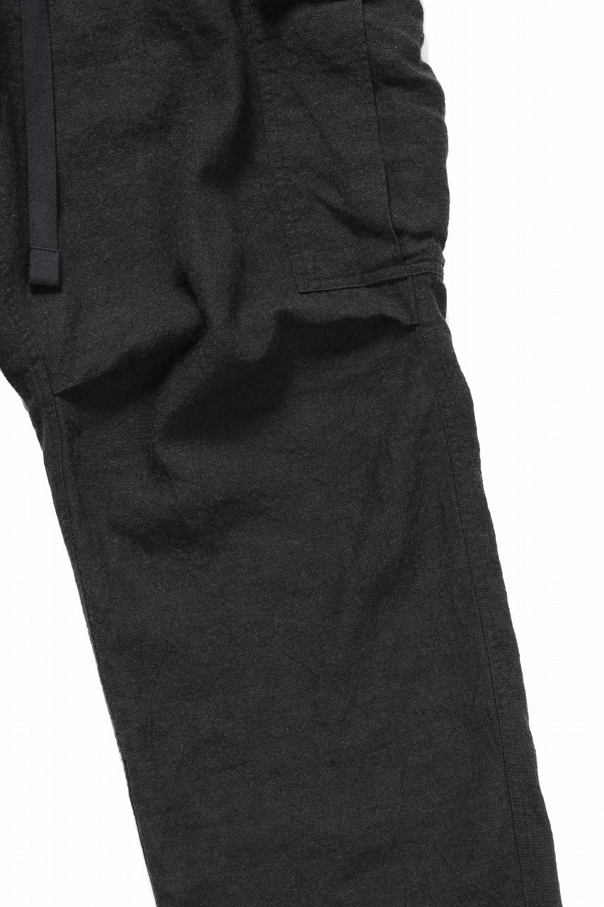 sus-sous exclusive military cargo pants / natural linen & wool (LIGHT BLACK) - Image 6