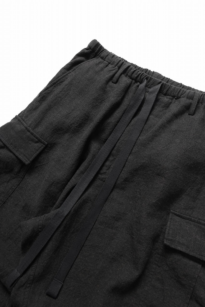 sus-sous exclusive military cargo pants / natural linen & wool (LIGHT BLACK) - Image 7