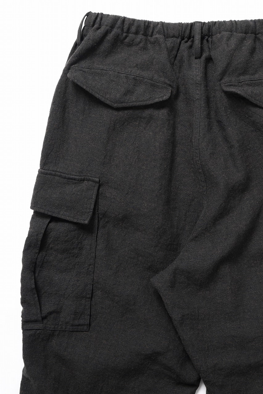 sus-sous exclusive military cargo pants / natural linen & wool (LIGHT BLACK) - Image 9