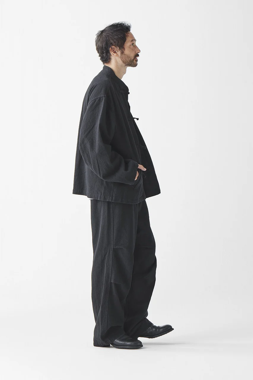 sus-sous exclusive wide pants / 10/2 linen cotton hop suck (BLACK) - Image 14