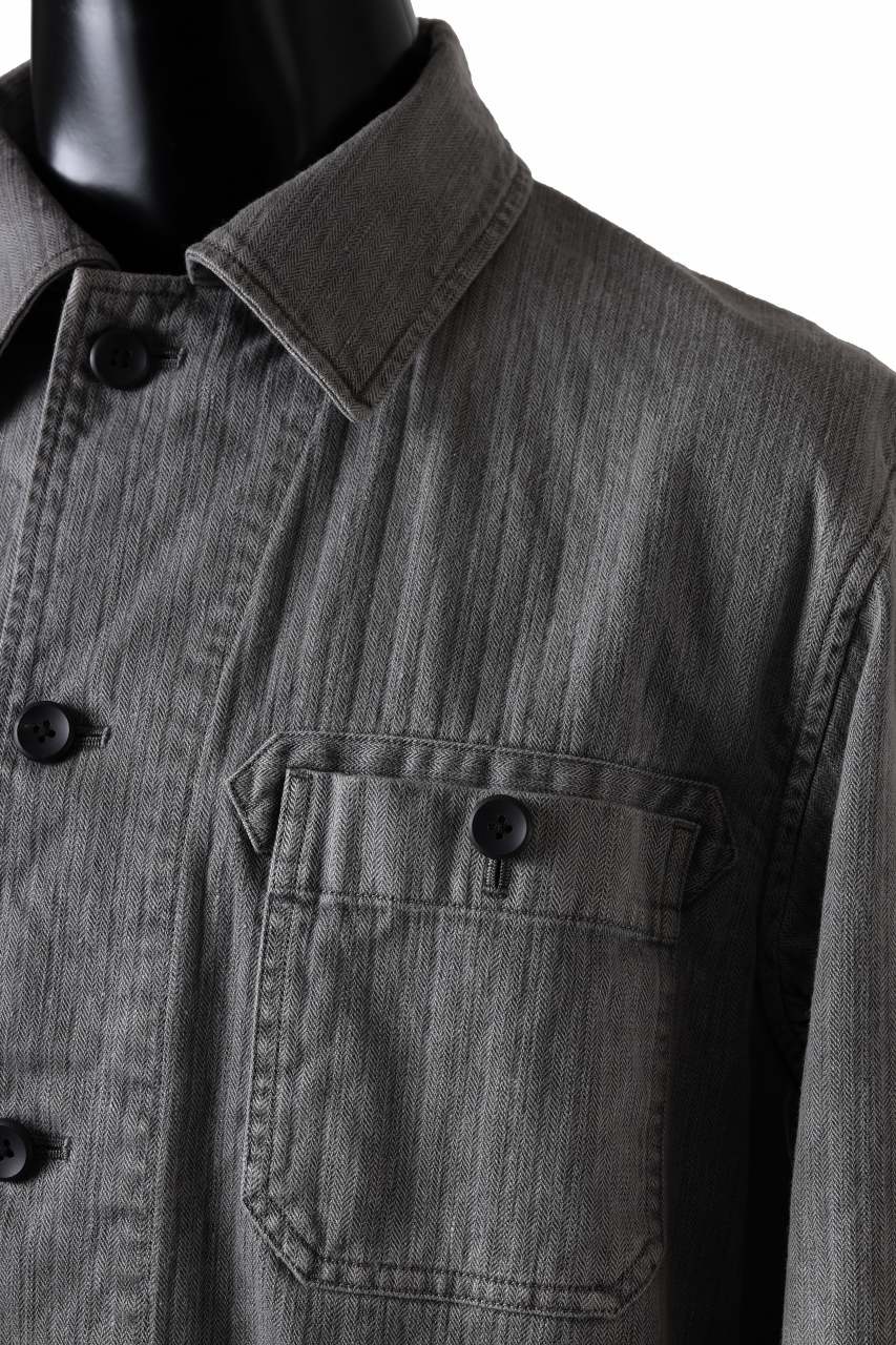 sus-sous germany work jacket / cotton linen herringbone (sumi) - Image 10